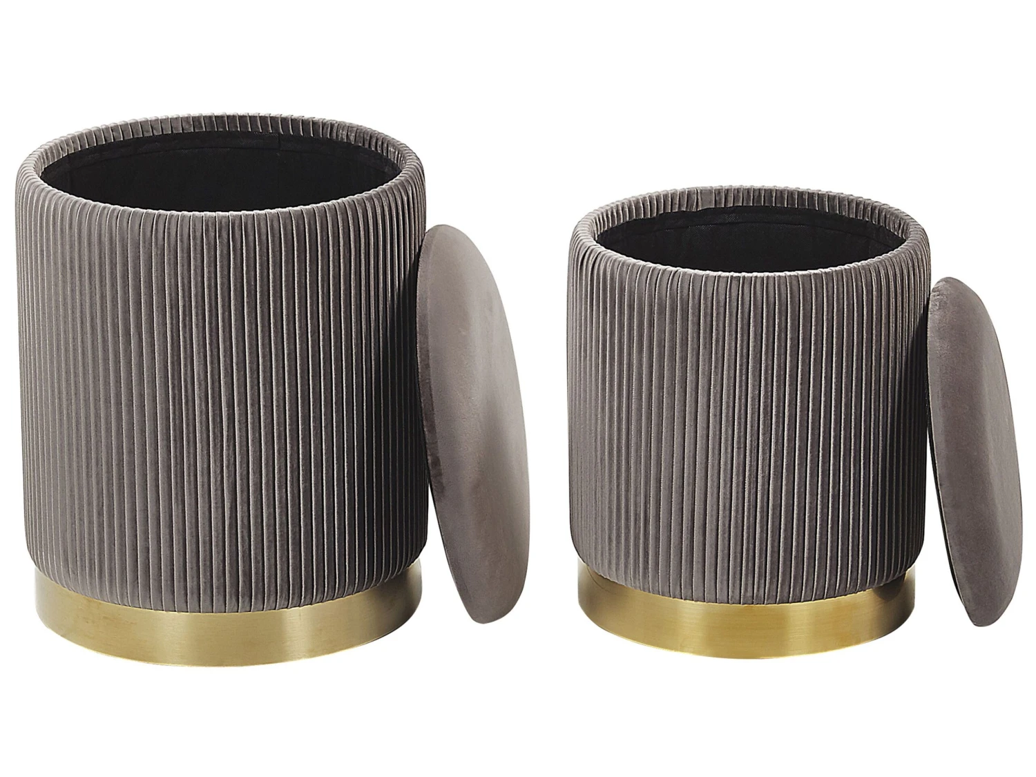 Poef Set Van 2 Fluweel Grijs MIRAMAR - Image 6