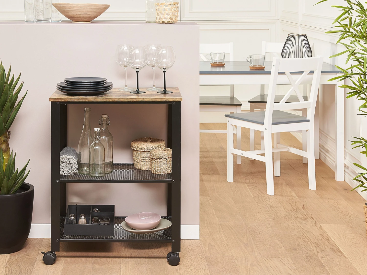 Keukentrolley Zwart/donkerbruin BOLZANO - Image 2