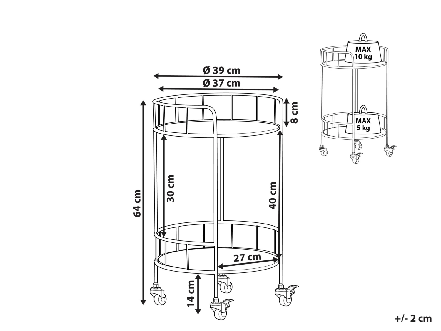 Ronde Metalen Keukentrolley Licht Hout Met Zwart HIKO - Image 7