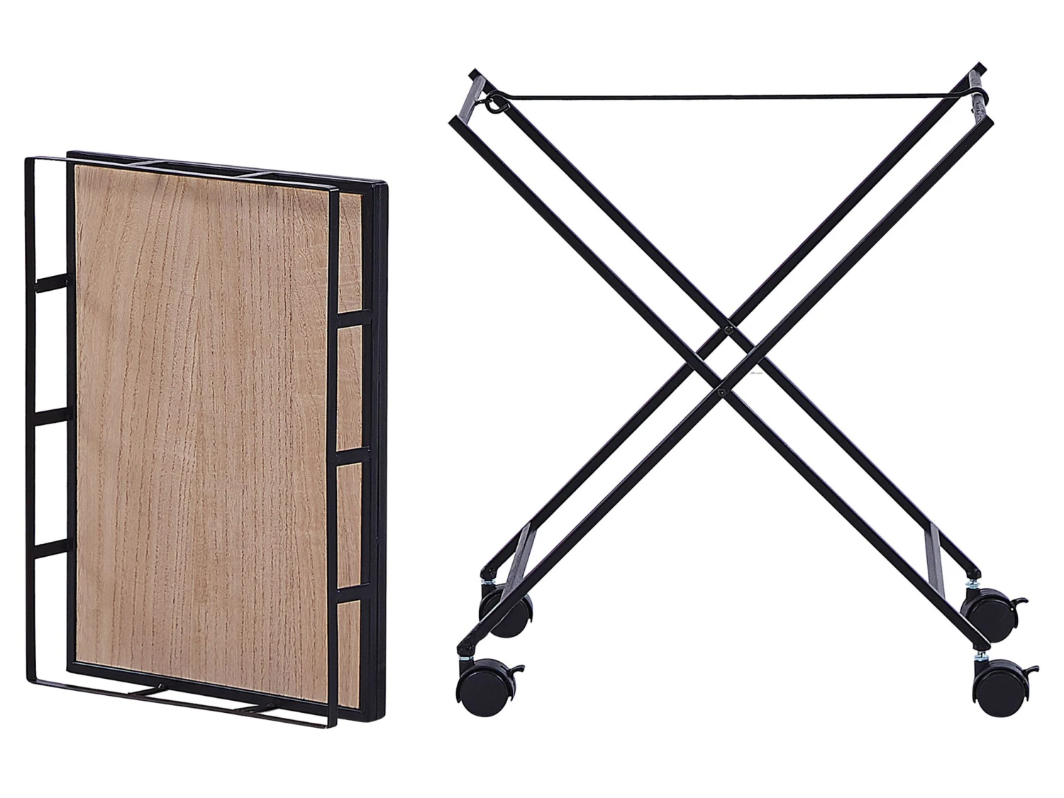 Metalen Keuken Trolley Lichthout Met Zwart LEOTI - Image 5