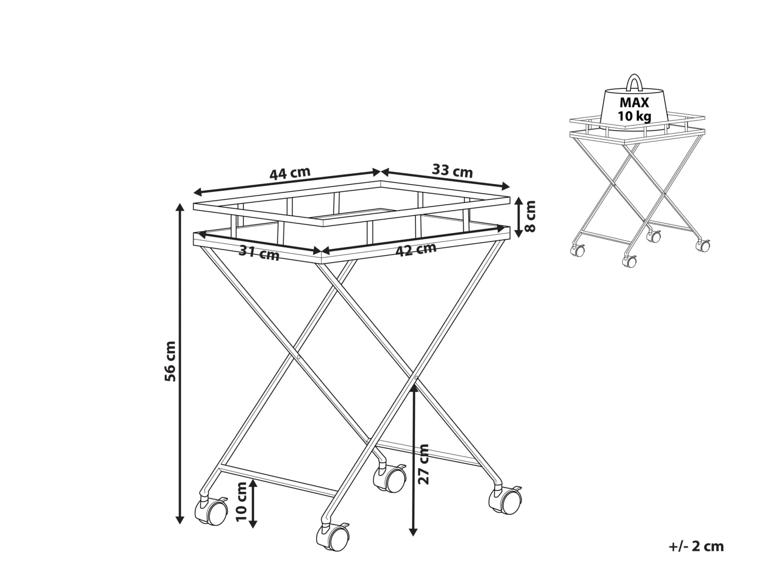 Metalen Keuken Trolley Lichthout Met Zwart LEOTI - Image 7