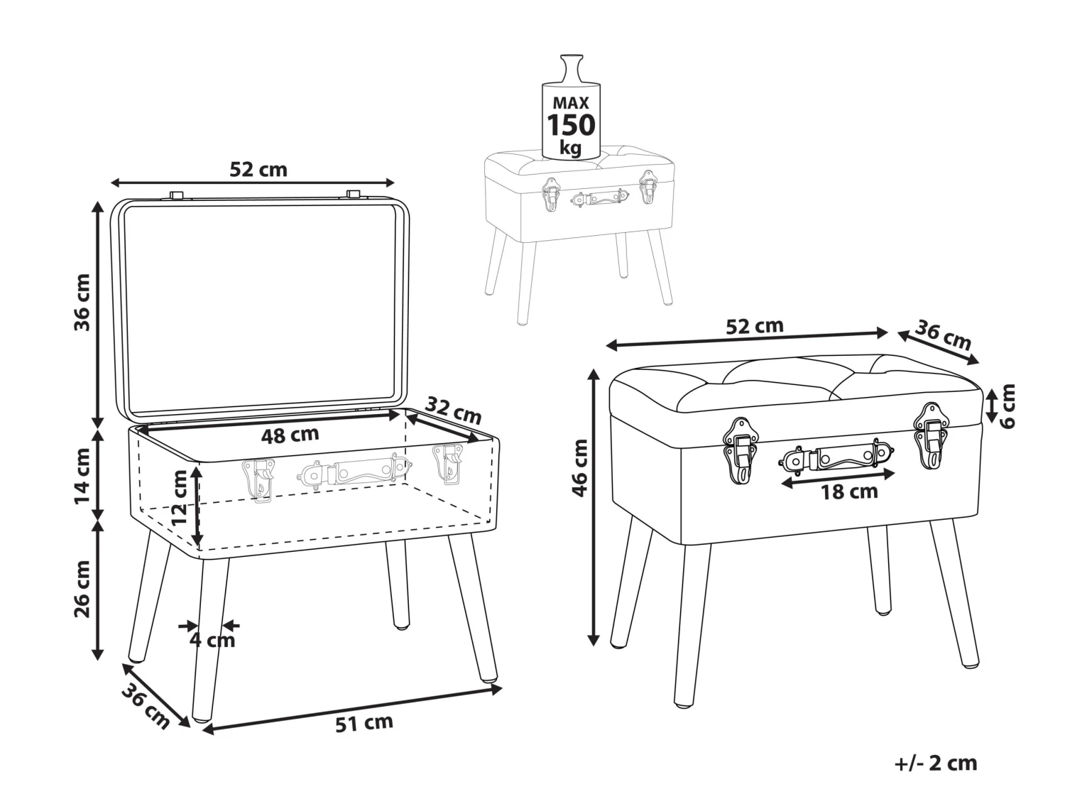 Hocker Kunstleer Beige MALLARD - Image 10