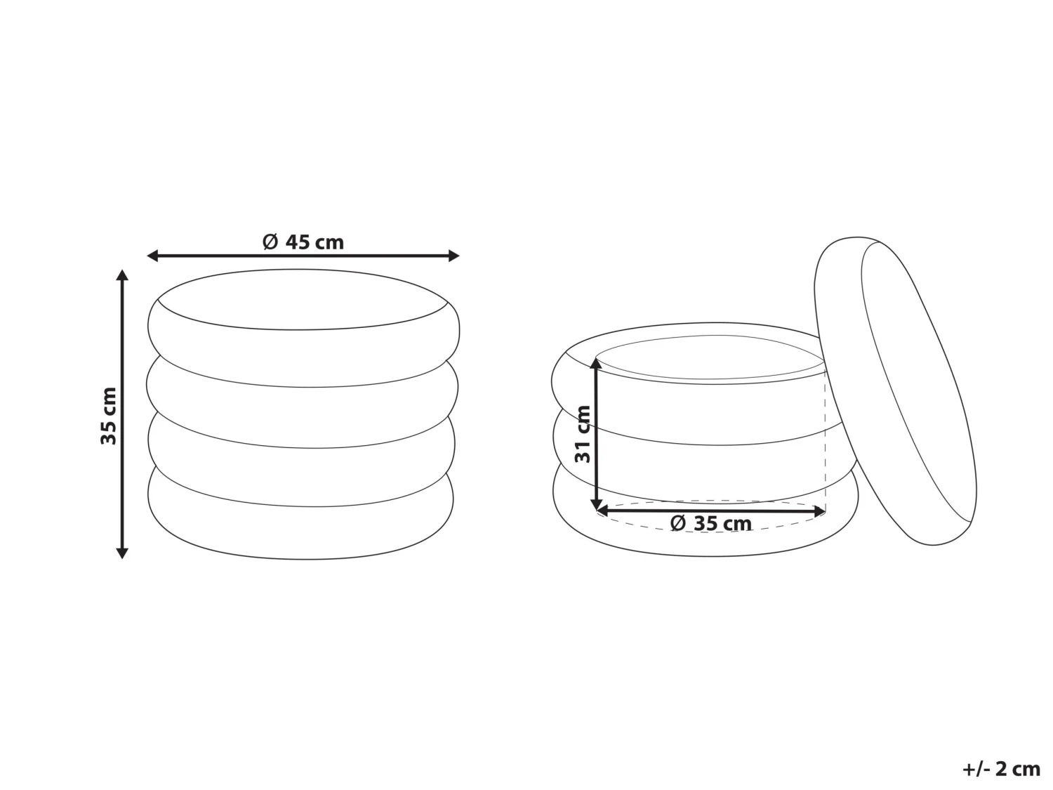 Poef Fluweel Lichtgrijs β 45 Cm BREWTON - Image 7
