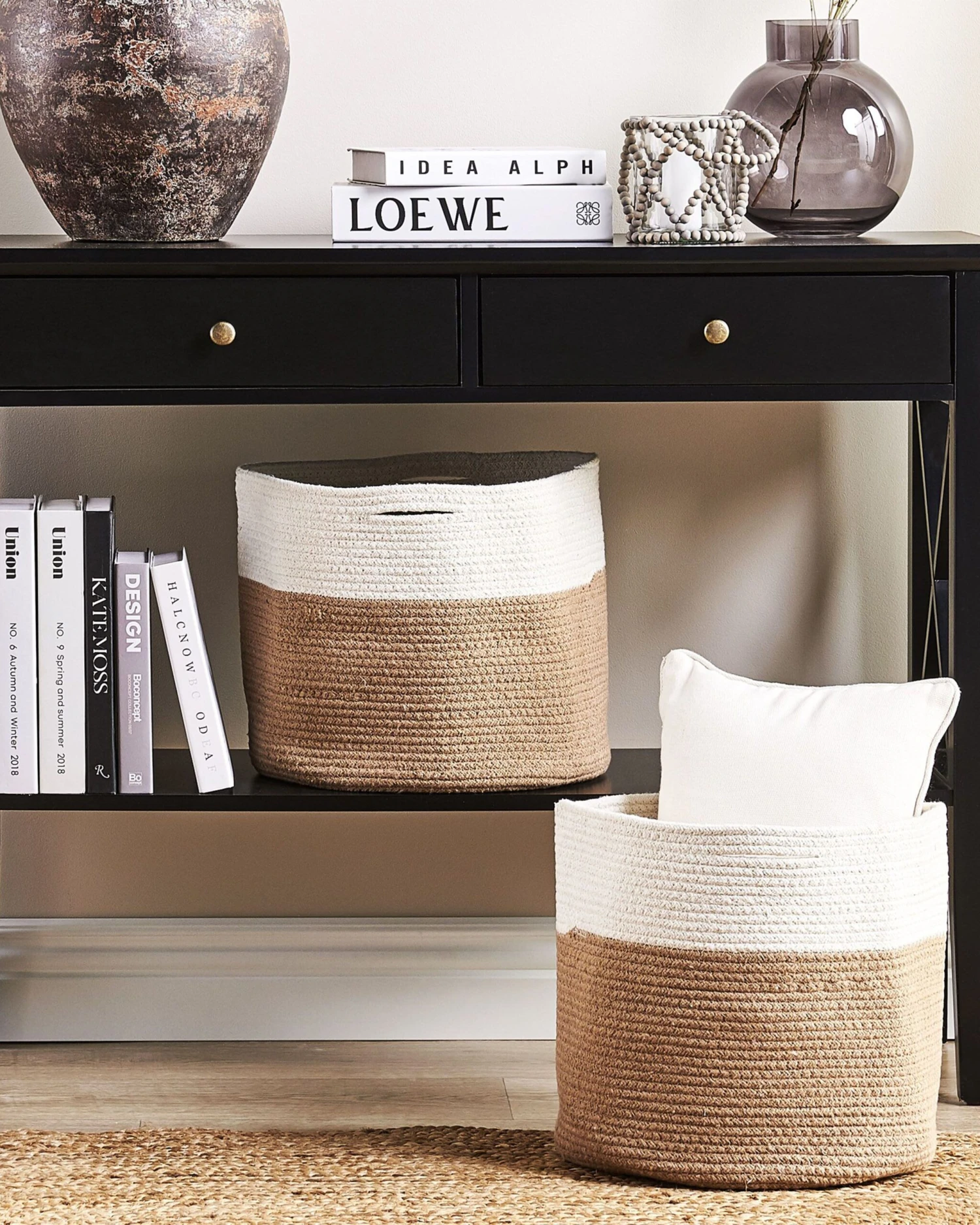 Mand Set Van 2 Katoen Beige/wit ARDESEN - Image 2